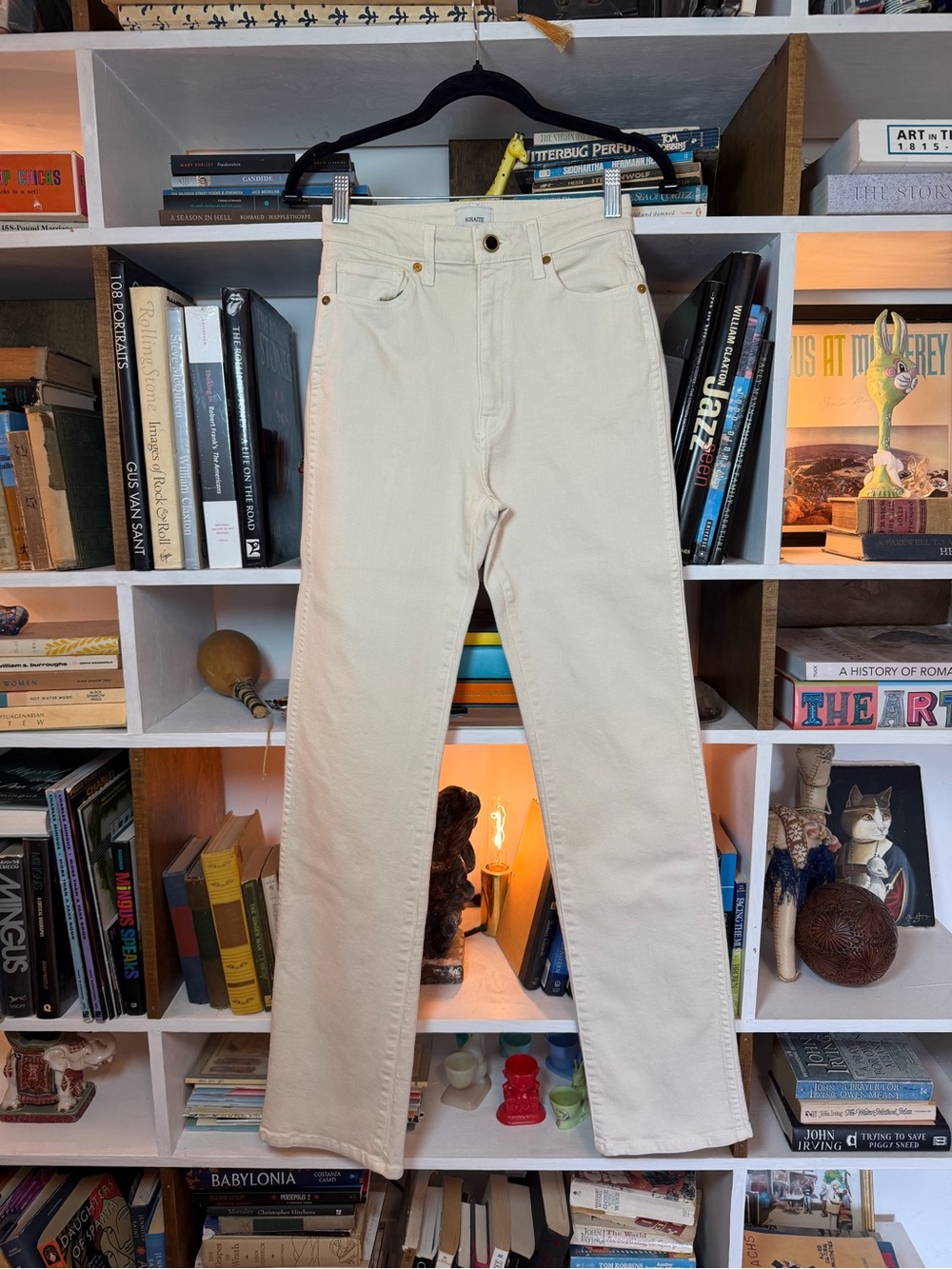 KHAITE Cream Straight-Leg High-Rise Jeans